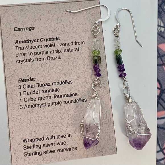 Amethyst Crystal & Bead Earrings - Picture 5 of 16